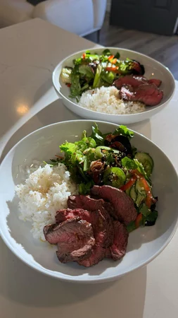 A Fresh And Crunchy Asian Salad, Warm Coconut Rice, And Perfect Gril — photo from Instagram